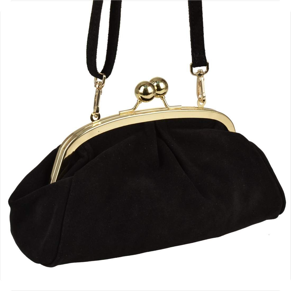 Borse In Pelle mała torebka retro skóra nat zamszowa czarna