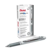 Długopisy - Pentel BL77-NX EnerGel żelowy długopis atramentowy z mechanizmem naciskowym, średnica kulki 0,7 mm = grubość linii 0,35 mm, do wielokrotnego napełniania, 12 sztuk, szary - miniaturka - grafika 1