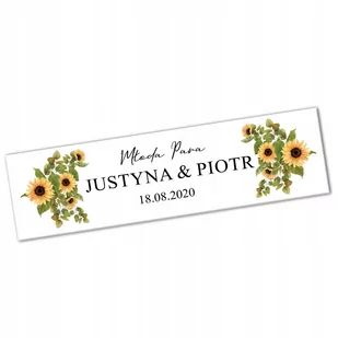 2x TABLICA na SAMOCHÓD ŚLUB IMIONA DATA SŁONECZNIK - Wesele i ślub - miniaturka - grafika 1