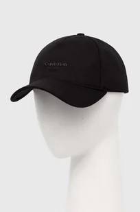Calvin Klein czapka z daszkiem bawełniana kolor czarny z aplikacją - Czapki damskie - miniaturka - grafika 1