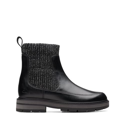 Clarks Prague Top K. Półdługie kozaki, czarna skóra, 30 EU, czarna skóra, 30 EU