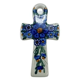 Ceramiczny krzyż wiszący Ceramika Bolesławiec - Ozdoby bożonarodzeniowe - miniaturka - grafika 1