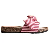 Klapki i japonki damskie - Klapki w paski Vinceza białe - miniaturka - grafika 1