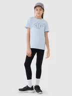 Legginsy - Legginsy dzianinowe bawełniane dziewczęce 4F 4FJWMM00TTIGF178-20S Czarny - miniaturka - grafika 1