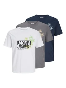 Jack & Jones Koszulki (3 szt.) "Jaxon" w kolorze szaro-biało-granatowym - Koszulki męskie - miniaturka - grafika 1