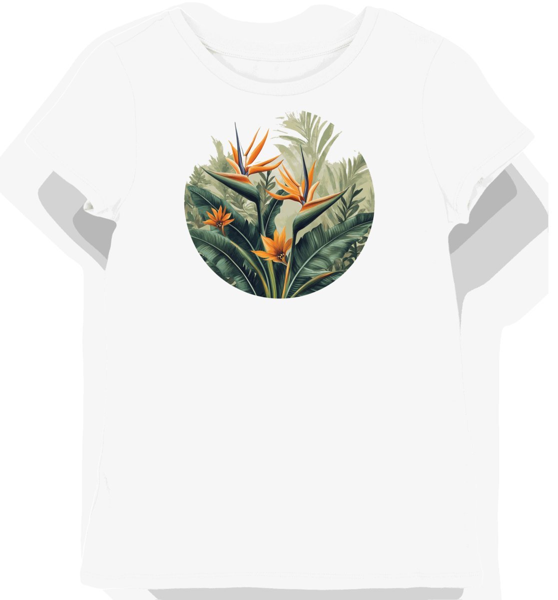 Koszulka damska biała z nadrukiem rajskich kwiatów XXL