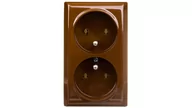 Gniazdka elektryczne - Ospel Gniazdo podwójne z uziemieniem, kolor brązowy GN-2BZ/24 - miniaturka - grafika 1