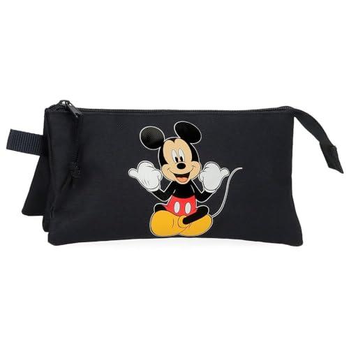 Mickey Cheeful Bustina 3 Scom, Czarny (Black), Talla única, Potrójne etui