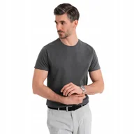 Koszulki męskie - Męski klasyczny T-shirt 100% bawełna BASIC grafitowy OM-TSBS-0236 V15 r L - miniaturka - grafika 1