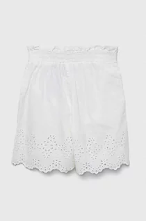 Spodnie i spodenki dla dziewczynek - Guess szorty lniane dziecięce kolor biały gładkie - grafika 1