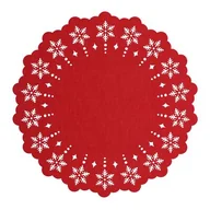 Obrusy i serwetki - Podkładka filcowa ŚNIEŻYNKA średnica 38 cm czerwony - miniaturka - grafika 1