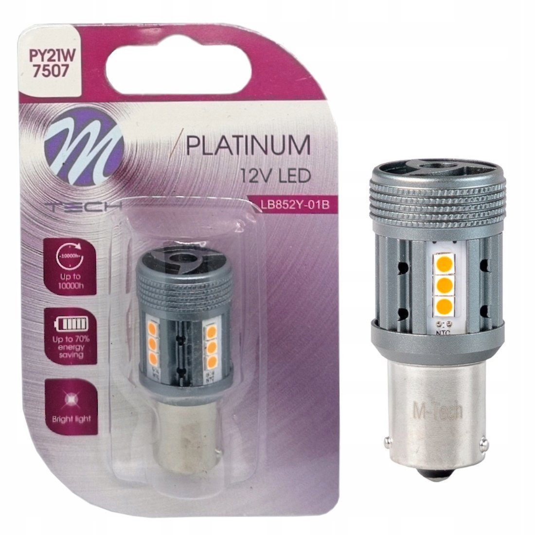 Żarówka Py21w Led Pomarańczowa 7507 Canbus Retrofit Chłodzona 12/24v Amber