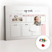 Tablice i flipcharty - Szkolna Tablica korkowa 60x40 cm, Kolorowe Pinezki, wzór Mój planer tygodniowy - miniaturka - grafika 1