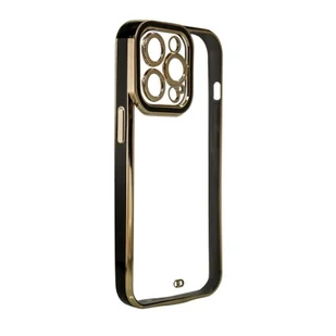 Fashion Case etui do iPhone 13 Pro Max żelowy pokrowiec ze złotą ramką czarny - Etui i futerały do telefonów - miniaturka - grafika 1