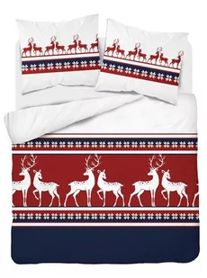 Pościel flanelowa 160x200 Świąteczna Renifery czerwona 4144 - Pościel - miniaturka - grafika 2