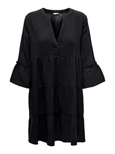 Sukienki - ONLY Damska tunika ONLThyra Peplon Dress letnia sukienka z rękawami 3/4, Phantom, L - grafika 1
