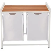 Kosze na bieliznę - KOSZ NA PRANIE z półką duży stojący komorowy XL - miniaturka - grafika 1