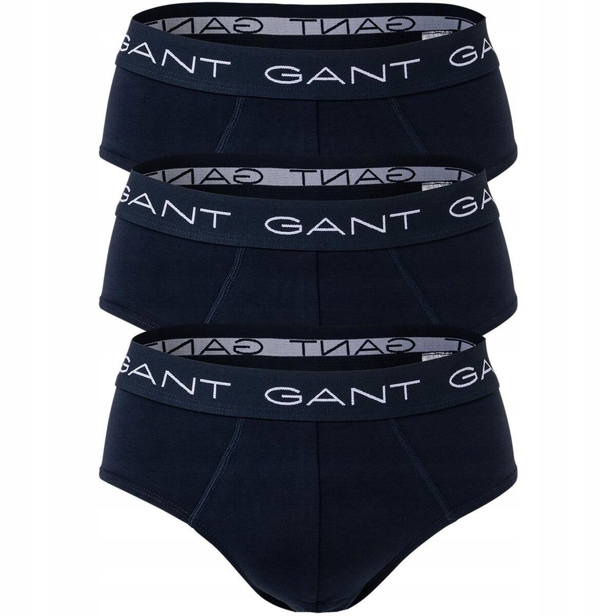 GANT 3 PACK GRANATOWE BAWEŁNIANE SLIPY MĘSKIE Z LOGOWANĄ GUMĄ M 6EA