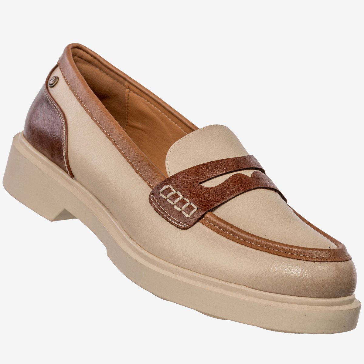 Mokasyny Damskie Ekoskóra Buty Wsuwane Loafersy Beżowe Potocki Beżowy 39