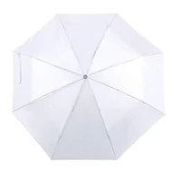 Parasole - eBuyGB eBuyGB Unisex mini składany kompaktowy parasol kieszonkowy ręczny otwierany teleskopowy ślub lekki naszyjnik z uchwytem do noszenia pasek i kolor dopasowany rękaw ochronny, biały, 100 cm 13389 - miniaturka - grafika 1