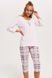 Piżamy damskie - Italian Fashion Josmi  r.3/4 sp.3/4 Nocna piżama, druk/pudrowy róż - grafika 1