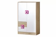 Komody - Komoda CAMBI biały/jasny dąb/różowy, 80x130x40, płyta wiórowa - miniaturka - grafika 1