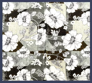 Apaszki i szaliki damskie - Jedwana chusta na głowę damska apaszka w kwiaty 100% jedwab - granatowa - grafika 1