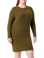 Sukienki - PIECES Damska sukienka PCELLEN LS O-Neck Knit Dress NOOS BC, ciemny oliwkowy, L - miniaturka - grafika 1