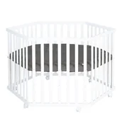 Łóżeczka i kojce - Biały kojec dla dzieci z regulowaną wysokością na kółkach – Roba - miniaturka - grafika 1