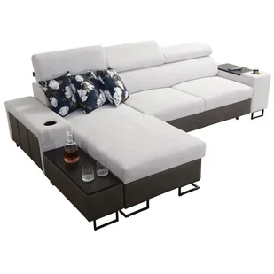 Narożnik MELODIO I MAXI Funkcja spania, pojemnik, regulowane zagłówki, barek, USB Kolor do wyboru - Narożniki - miniaturka - grafika 1