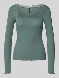 Bluzka z długim rękawem o kroju slim fit z czystej bawełny model ‘XENA’ - Bluzki damskie - miniaturka - grafika 1