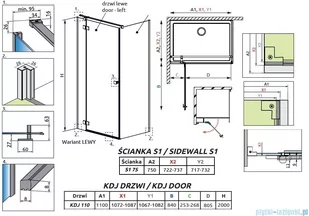 Radaway Essenza Black Kdj kabina 110x75cm lewa szkło przejrzyste 1385041-54-01L/1384049-01-01 - Kabiny prysznicowe - miniaturka - grafika 2