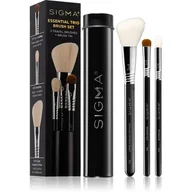 Pędzle do makijażu - Sigma ESSENTIAL TRIO BRUSH SET - Zestaw 3 pędzli do makijażu + mini tuba - Black - miniaturka - grafika 1
