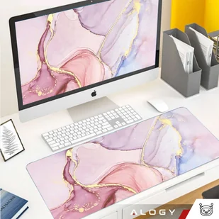 Podkładka na biurko pod myszkę mysz klawiaturę Mata ochronna antypoślizgowa gamingowa XXL 88x40 Alogy Marmur Różowa - Podkładki pod mysz Podkładka na biurko pod myszkę mysz klawiaturę Mata ochronna antypoślizgowa gamingowa XXL 88x40 Alogy Marmur Różowa - Podkładki pod mysz - miniaturka - grafika 13