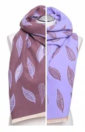 Apaszki i szaliki damskie - SZALIK DAMSKI SZAL JESIENNY ZIMOWY DWUSTRONNY W LIŚCIE FIOLETOWY MORAJ PURPLE - miniaturka - grafika 1
