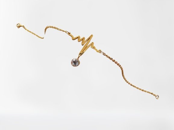 Długa Bransoletka Ekg Linia Życia Złota Stal 20Cm