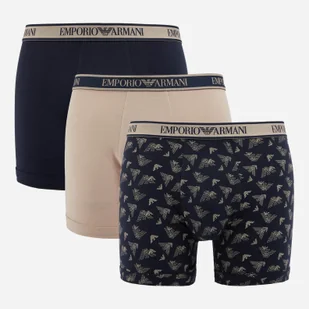 Komplet męskich majtek bawełnianych Emporio Armani 3F717111473-11250 L 3 szt Beżowy/Niebieski (8056787660311) - Majtki męskie - miniaturka - grafika 1
