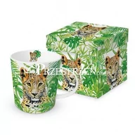 Kubki - DUŻY KUBEK PORCELANOWY Leopard w dżungli TROPICAL - miniaturka - grafika 1