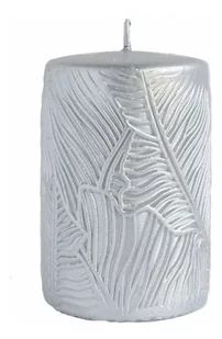 ARTMAN Świeca ozdobna Tivano - walec mały (średnica 7cm) srebrny 1szt - Świece - miniaturka - grafika 1