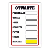 Tablice BHP - Tablica laminowana A4 - otwarte 7 dni tyg. - miniaturka - grafika 1