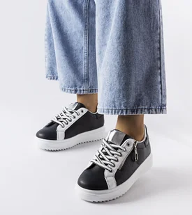 Czarne sneakersy na platformie Romola-40 - Sneakersy damskie - miniaturka - grafika 1