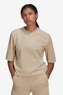 Koszulki dla dziewczynek - adidas t-shirt Adicolor Velour Boxy kolor czarny gładki - grafika 1