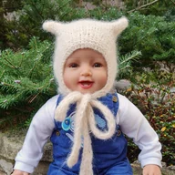 Czapki dla dzieci - Czapka Kotek, kitty ecru alpaka/jedwab - miniaturka - grafika 1