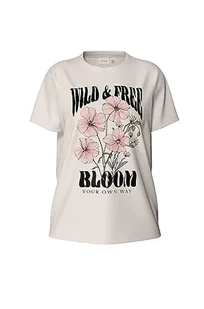 Vila T-shirt damski, Cloud Dancer/Print: be Nice, M - Koszulki i topy damskie - miniaturka - grafika 1