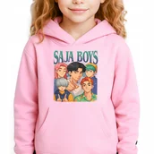 Bluzy dla dziewczynek - Bluza Dziecięca Różowa Z Kapturem SAJA BOYS GIRL DINNER Bajka Wz - 152 cm - miniaturka - grafika 1