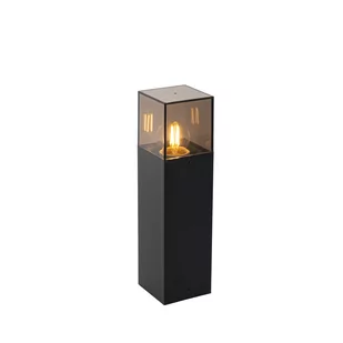 QAZQA Stojąca lampa zewnętrzna czarna z przydymionym kloszem 30 cm - Dania - Lampy ogrodowe - miniaturka - grafika 1