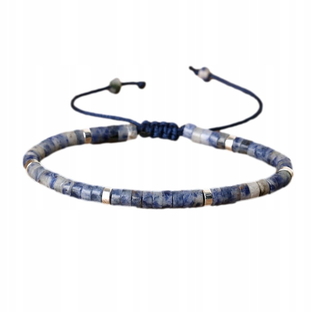 Bransoletka Kamień Naturalny Jaspis Niebieski Punktowy 2 x 4 mm Regulowany