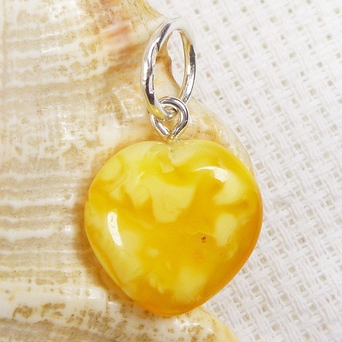 650-85 Serduszko Wisiorek Srebro 925 Bursztyn