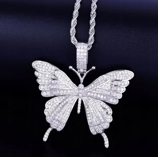 Naszyjnik chain srebrny motyl diamenty prezent y2k - Naszyjniki - miniaturka - grafika 1