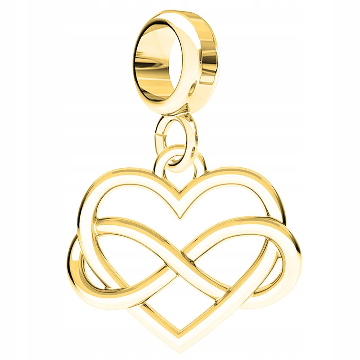 Charms Złoty z Sercem Wieczna Miłość Love Serce Nieskończoność SREBRO 925